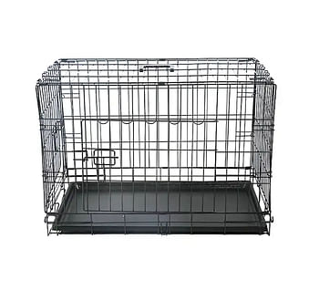 Mclovins 24"Double Door Foldable Dog Crate With Divider - 60x42.5x50cm