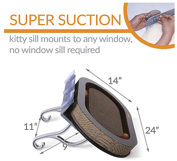 K&H Pet Products Universal Mount Kitty Sill Cat Window Perch 14 X 24 Inches Scratcher Ball Track