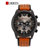 CURREN 8289 -Original Brand Leather Straps Wrist Watch For Men - Brown and Black