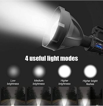 Emergency Lights 90000 Lumen LED Super Bright Searchlight, Rechargeable Spotlight Flashlight, 4 Modes Waterproof Searchlight Spotlight, for Hiking, Camping, Emergency,with Tripod & USB (W5120)