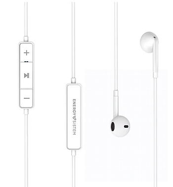 Energy Sistem Earphones Bluetooth Style 1 Headphones with Microphone (Bluetooth 5.1, 8h battery, Crystal Clear Sound, Type C) White