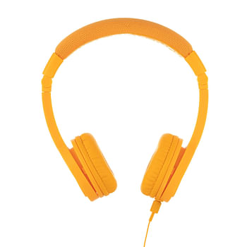 ONANOFF BuddyPhones Explore Plus Foldable With Mic | Safe Volume In-line Mic w/ Control Button |Detacdhable Audio Cable| Adjustable Foldable for Tablet, Nintendo Wii, e-Learning - Sun Yellow