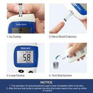 SINOCARE Safe Accu 2 Blood Glucose Monitoring System With 50 test strips and 50 Lancets (Bundle)