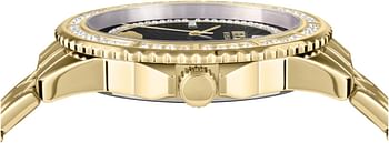 Versus Versace Collection Luxury VSPLM3121 Women's Watch with a Gold Bracelet Gold Case and Black Dial
