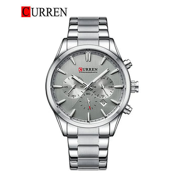 CURREN Brand Stainless Steel Band Wrist Watch For Men 8446 - Silver