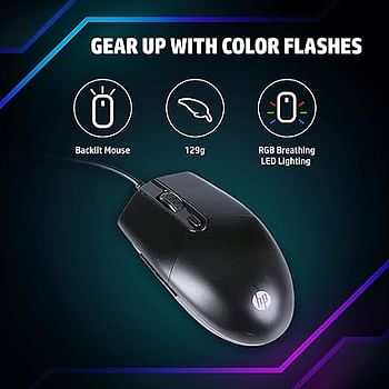 HP M260 RGB Backlighting USB Wired Gaming Mouse, Customizable 6400 DPI, Ergonomic Design, Non-Slip Roller, Lightweighted (7ZZ81AA),Black