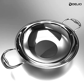 DELICI DTKP 24 Tri-Ply Stainless Steel Kadai Pan with Premium SS Handle