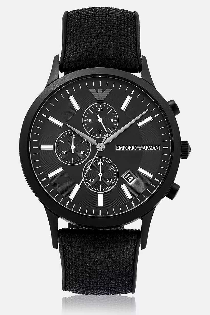 Emporio Armani AR11457 Men's Rubber Analog Watch, Black