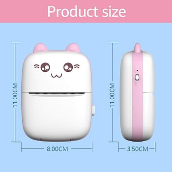 Portable Mini Pocket Printer Cute Thermal Printer with Thermal Printing Paper USB Cable for Note Photo Web Document Printing,(Pink)