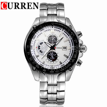 CURREN 8083 Original Brand Stainless Steel Band Wrist Watch For Men silver-black