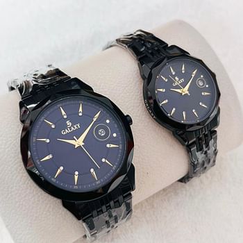 Galaxy 2363 Stailess Steel Water Resistant Analog Couple Watch