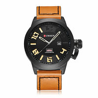 Curren 8270 Original Brand Leather Straps Wrist Watch For Men / Light Brown