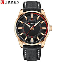 Curren 8390 Original Brand Leather Straps Wrist Watch For Men / Black and Bronze
