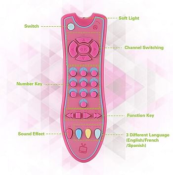 UKR Baby TV Remote Control Learning Toy Pink