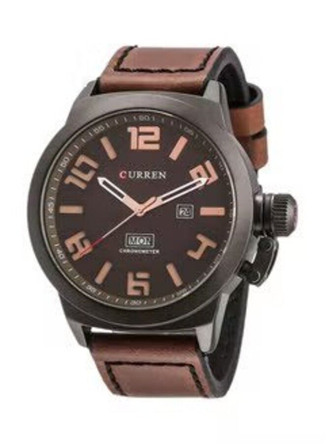 Curren 8270 Water Resistant Analog Watch for Men - Deep Brown