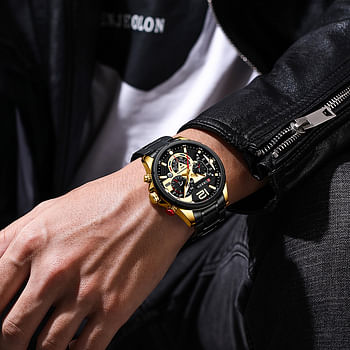 CURREN Men's Watch Sport Multi-Function Chronograph Wrist watch 8395 black &gold