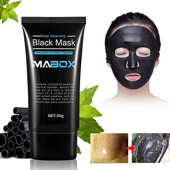 Mabox Deep Clean Blackhead Removal Mask | Bamboo Charcoal Black Mask | Deep Cleansing Peel Off Mask | Pores, Acne Treatment and Oil Control | Skin Tightening Mask