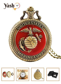 Yash United States Marine Corps Quartz Pocket Watch