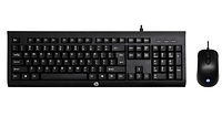 HP KM100 Wired Keyboard and Mouse Combo, Waterproof Ergonomic USB Wired Keyboard and Mouse for Computer, Laptop, Desktop