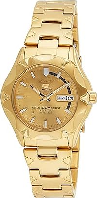 Seiko 5 Men's Gold Dial Stainless Steel Automatic Watch - SNZ450J1