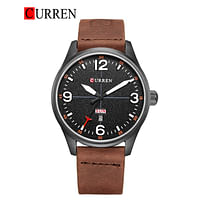 CURREN 8265 Luxury Casual Men Watches Leather Strap Male Clock Display Date Quartz Wristwatch Brown/Black