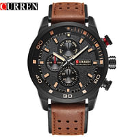 CURREN 8250 Men's Military Sports Watch New Fashion Casual Brand Waterproof Leather Quartz Watch Brown/Black