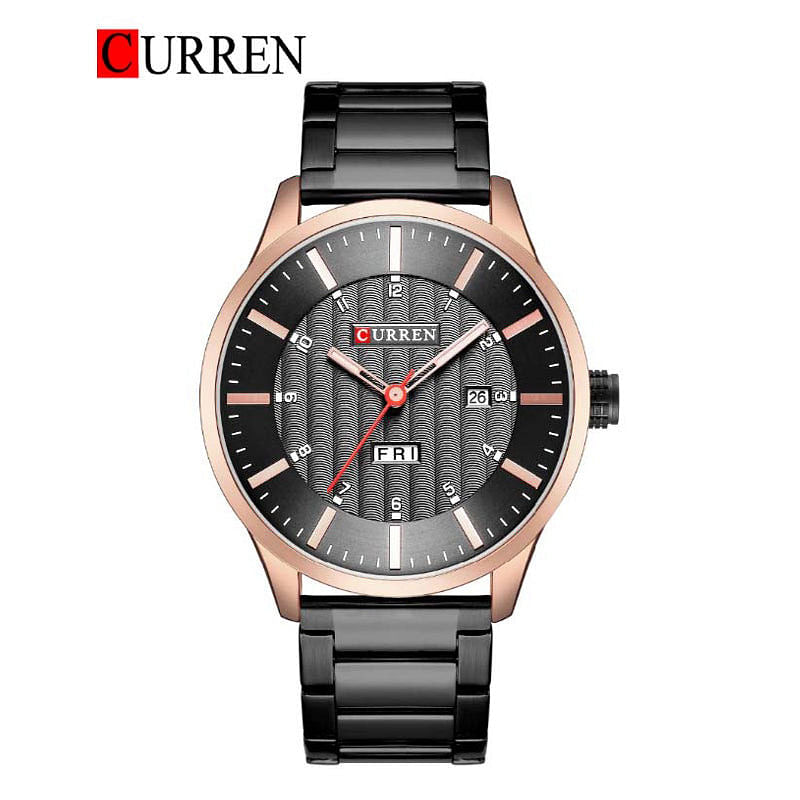Curren 8316 Original Brand Stainless Steel Band Wrist Watch For Men - Black and Rose Gold