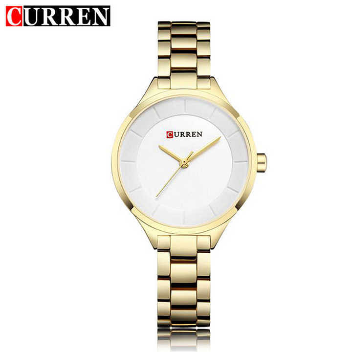 Curren 9015 Original Brand Stainless Steel Band Wrist Watch For Women / Gold