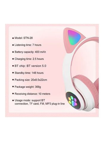 Over Ear Music Glowing Cat Ear Headphones - Multicolor