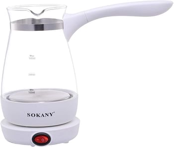 Sokany Turkish coffee Pot - Electric Glass Coffee Kettle, Arabic Coffee Maker Milk & Butter Warmer 500ml YLW-606