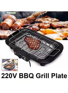 Portable Electric Smokeless Barbecue / 2000W High Power Grill Indoor BBQ Grilling Table with 5 Adjustable Temperature fit Home Dinner Camping Travel Hiking