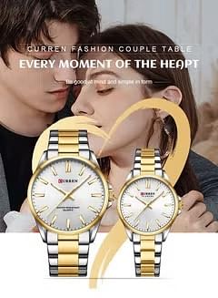 Curren 9090 Fashion Lovers Couple Handwatch غير القابل للصدأ حزام حركة كوارتز اليابانية ساعات تعيين مقاوم للماء