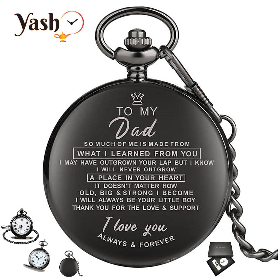 Yash Retro Style I Love You Quartz Pocket Watch For Dad - Signature Gift