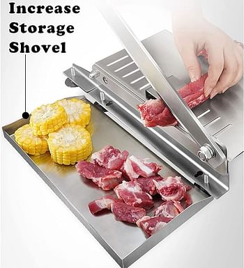 Bone Chopping Knife Frozen Meat Slicing Knife Guillotine, Stainless Steel Hot Pot Beef Roll Slicing Knife Household Frozen Meat Cutter with Non-slip Stable Feet