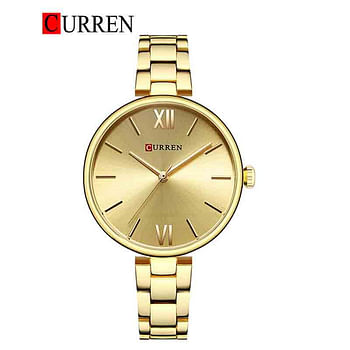 Curren 9017 Original Brand Stainless Steel Band Wrist Watch For Women / All Gold