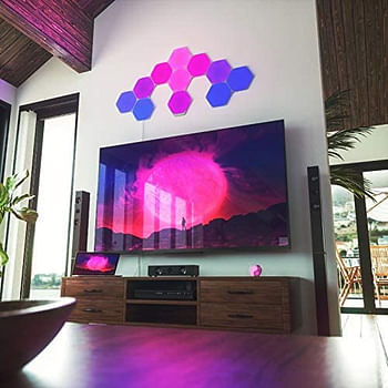 Nanoleaf SHAPES Hexagons Starter Kit - Smart WiFi LED Panel System w/ Music Visualizer, Instant Wall Decoration, Home or Office Use, 16M+ Colors, Low Energy Consumption - White - 9 packs