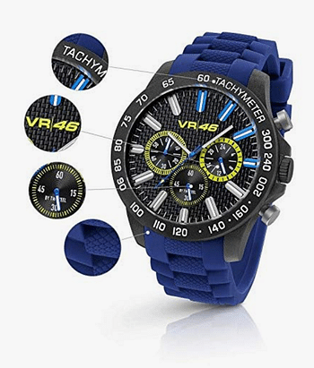 TW Steel VR46 Yamaha Valentino Rossi "the Doctor" Men's Ultra Light Carbon Motorcycle Racing Chronograph Watch VR110 Blue Silicone Strap Sport Wrist Watches