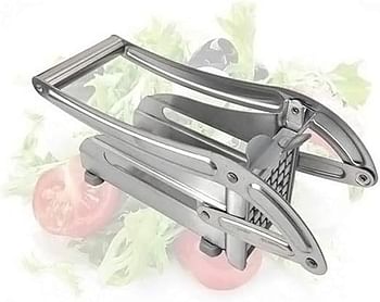Silver Potato Chipper Cutter, Stainless Steel French Fry Chips Cutter, Vegetables and Fruits Slicer for Household