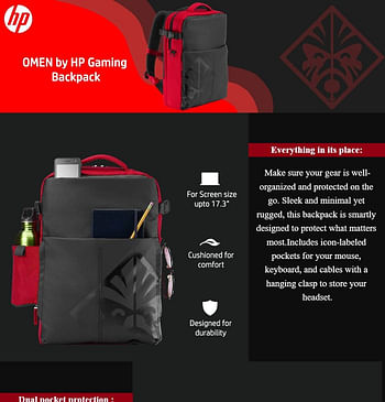 HP 17.3″ OMEN GAMING BACKPACK – RED 4YJ80AA