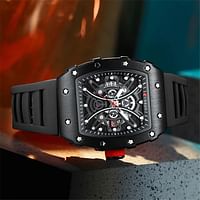 CURREN New Square Luminous Watches for Men Sport Casual Silicone Bracelet جوفاء Auto Date Dial Wristwatches 8438 Quartz Watch