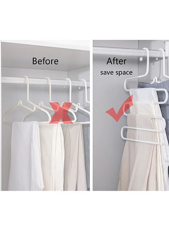 We Happy S Shape Clothes Hanger, 5 layers Pants Ties Multipurpose Stainless Steel Storage Space Saving Organizer, White (Pack of 2)