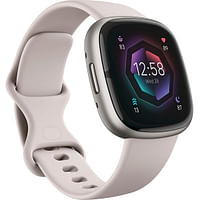 Fitbit Sense 2 Advanced Health Fitness Tracker & Smartwatch (FB521SRWT-US) Lunar White / Platinum Aluminum