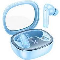 HOCO EQ6 TWS Earphone Bluetooth 5.3 Wireless Earbuds LED Display Transparent Charger Box Blue