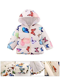 We Happy Baby Girls Winter Jacket Butterfly Design Light Padded Puffer Warm Coat with Zip- 12 to 18M