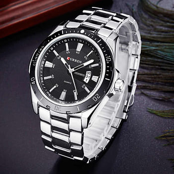 CURREN 8110 Original Brand Stainless Steel Band Wrist Watch For Men