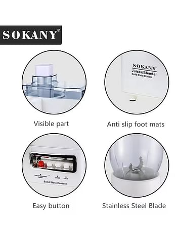 SOKANY 4-in-1 Multifunctional 800W Electric Juice Extractor 1.5L Food Processor, Coffee Bean Grinder, Simple Controls And Intuitive Design (SK-4008)