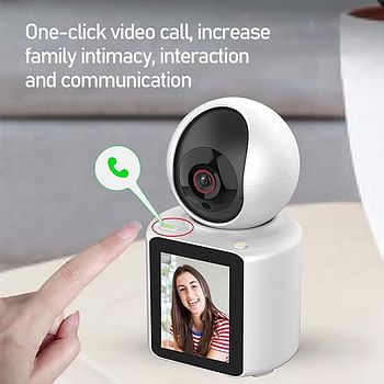 Smart Security Camera Two Way Remote Video Call 350°Rotational Wireless WiFi Camera with Night Vision Human and Motion Detection, Indoor plug-in Monitor with App for Elderly Baby Pet - White