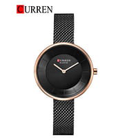 Curren  9030 Original Brand Mesh Band Wrist Watch For Women / Black and Bronze