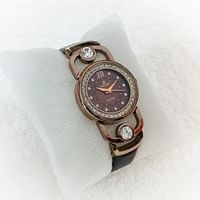 Galaxy ,2249 Women's Leather Strap Quartz Watch Analog Display Round Dial with Rhinestones Decoration Waterproof Elegant Watch as Gift for Ladies