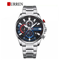 CURREN 8415 Original Brand Stainless Steel Band Wrist Watch For Men silver